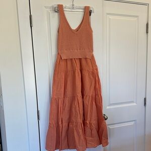 Elan Terracotta Tiered Maxi Dress